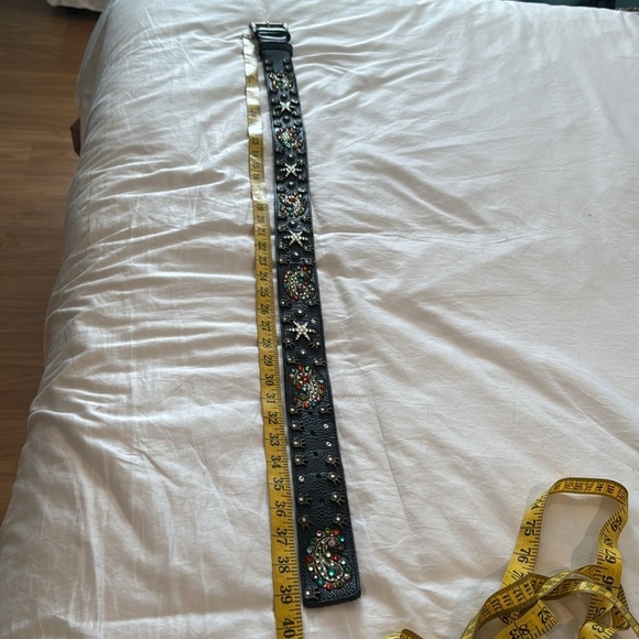 Embellished Black Leather Belt with Colorful Accents main image 4
